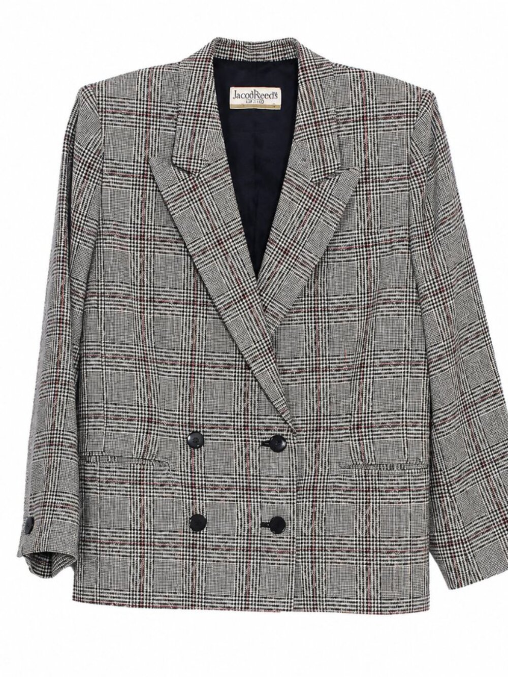 VINTAGE JASON PRESCOTT Academia Plaid Double Breasted Wool Jacket Size 8P